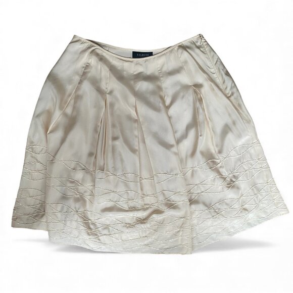 Talbots Ivory Cream Pleated Circle Skirt sequin 10 romantic whimsical soft full - Picture 1 of 14